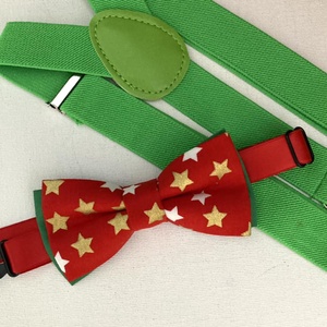 Set copil, papion rosu si bretele verzi, de Craciun - Artynos.ro