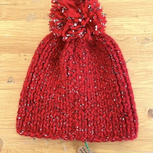 Caciula tricotata manual, rosie cu ciucure, Imbracaminte si moda, Esarfe, palarii, fularuri, Caciula, Crosetat, ARTYNOS