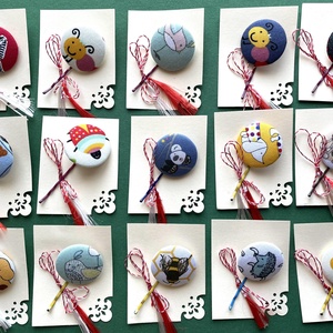 Martisor agrafa cu nasture imbracat in material textil, Bijuterii, Martisor, , ARTYNOS