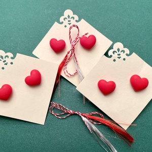 Martisor, cercei inimioare rosii, Bijuterii, Martisor, , ARTYNOS