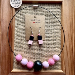 Set cercei si colier cu bile din lemn, Bijuterii, Seturi de bijuterii, , ARTYNOS