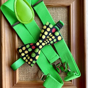 Set pentru copii, papion curcubeu si bretele verzi, Imbracaminte si moda, Haine barbati, Cravata, papion, , ARTYNOS