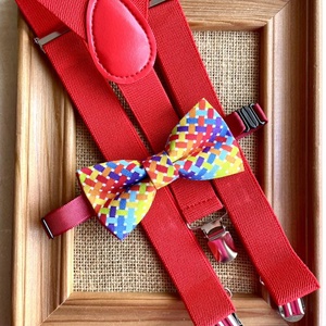 Set pentru copii, papion cucrubeu si bretele rosii, Imbracaminte si moda, Haine barbati, Cravata, papion, , ARTYNOS