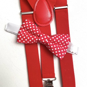 Set pentru copii, papion cu buline si bretele rosii, Imbracaminte si moda, Haine barbati, Cravata, papion, , ARTYNOS