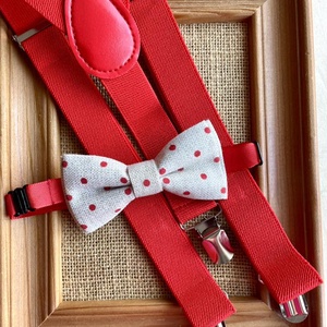 Set pentru copii, papion cu buline si bretele rosii, Imbracaminte si moda, Haine barbati, Cravata, papion, , ARTYNOS