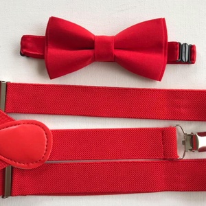 Set pentru copii, papion cu buline si bretele rosii, Imbracaminte si moda, Haine barbati, Cravata, papion, , ARTYNOS