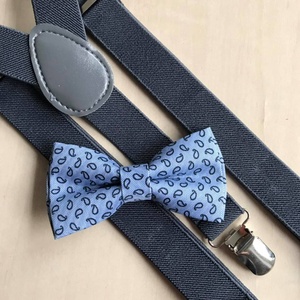 Set pentru copii, papion cu floricele si bretele gri, Imbracaminte si moda, Haine barbati, Cravata, papion, , ARTYNOS