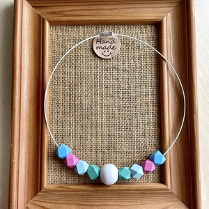 Colier cu bile din lemn, albastru - Artynos.ro