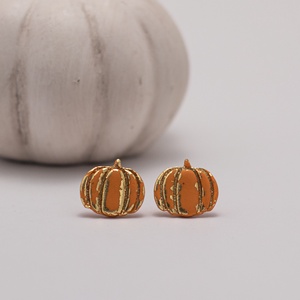 Cercei Dovleac orange and gold, Bijuterii, Cercei, Clipsuri, Confectionarea bijuteriilor, ARTYNOS