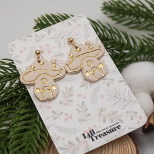 Cercei Ciuperci Golden Mushrooms, Bijuterii, Cercei, Cercei brodati, Confectionarea bijuteriilor, ARTYNOS