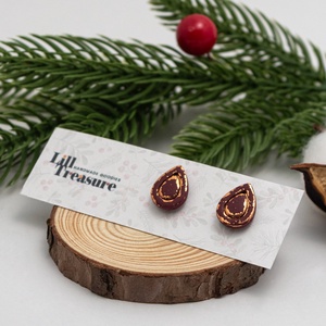 Cercei Burgundy Christmas - bijuterii - cercei - cercei cu figurine - Artynos.ro