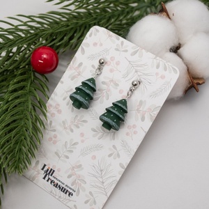 Cercei brad cu detalii pictate manual - bijuterii - cercei - cercei lungi - Artynos.ro