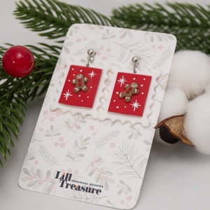 Cercei de Craciun cu omulet de turta dulce - bijuterii - cercei - cercei lungi - Artynos.ro