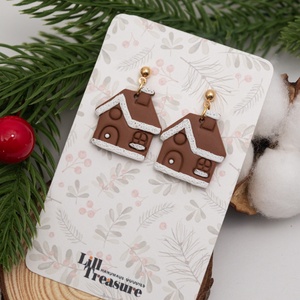 Cercei de Craciun cu casuta de turta dulce - bijuterii - cercei - cercei lungi - Artynos.ro