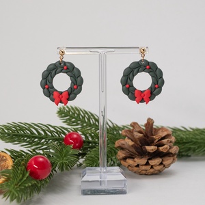 Cercei coronita de Craciun - Christmas Wreath I - bijuterii - cercei - cercei lungi - Artynos.ro