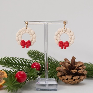 Cercei coronita de Craciun - Christmas Wreath II - bijuterii - cercei - cercei lungi - Artynos.ro