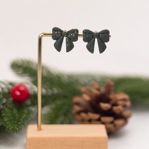 Cercei tip tinta fundita - Christmas Bow I - bijuterii - cercei - cercei cu figurine - Artynos.ro