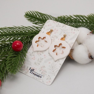 Cercei tip glob cu detaliu fulg de nea - Snowflake Bauble - bijuterii - cercei - cercei lungi - Artynos.ro