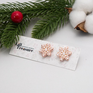 Cercei fulg de nea cu detalii rose-gold - Snowflake - bijuterii - cercei - cercei cu figurine - Artynos.ro