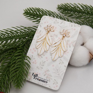 Cercei eleganti de Craciun alb si auriu - White and Gold, Bijuterii, Cercei, Cercei lungi, Confectionarea bijuteriilor, ARTYNOS