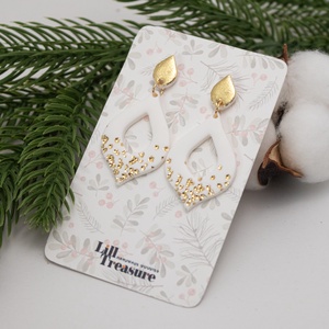 Cercei eleganti de Craciun alb si auriu - White and Gold - bijuterii - cercei - cercei lungi - Artynos.ro