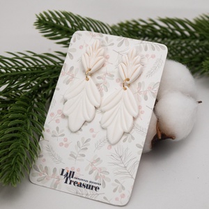 Cercei eleganti de Craciun alb si auriu - White and Gold - bijuterii - cercei - cercei lungi - Artynos.ro