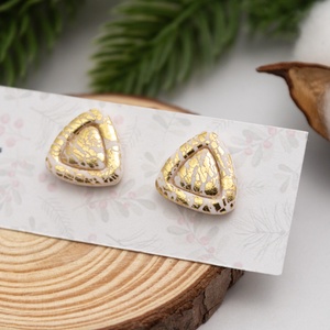 Cercei eleganti de Craciun tip tinta - White and Gold - bijuterii - cercei - cercei cu figurine - Artynos.ro