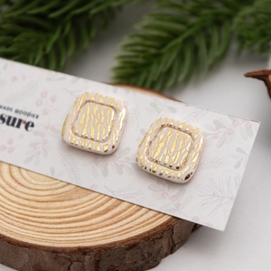 Cercei eleganti de Craciun tip tinta - White and Gold - bijuterii - cercei - cercei cu figurine - Artynos.ro