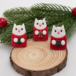 Brosa cu pisica de Craciun - Christmas Kitten, Bijuterii, Brose, Confectionarea bijuteriilor, ARTYNOS