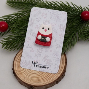 Brosa cu pisica de Craciun - Christmas Kitten - bijuterii - broșe - Artynos.ro