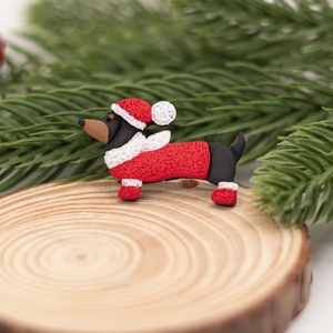 Brosa cu teckel de Craciun - Christmas Dachshund - Artynos.ro