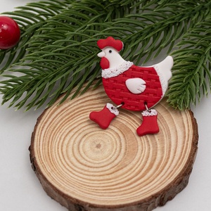 Brosa gaina de Craciun - Christmas Chicken - bijuterii - broșe - Artynos.ro