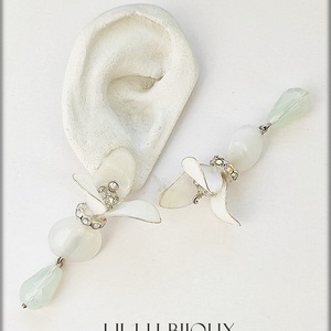 Cercei floare alba, Accesorii nuntă, Bijuterii mireasă, Cercei mireasă, , ARTYNOS
