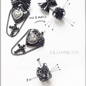 Cercei 3 in1, Farfalle Noir Pop Bijuterii Unicat LIL.LU.BIJOUX - bijuterii - cercei - cercei cu figurine - Artynos.ro