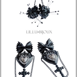 Cercei 3 in1, Farfalle Noir Pop Bijuterii Unicat LIL.LU.BIJOUX - Artynos.ro