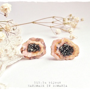 Cercei cu surub din scoici si pirita, Bijuterii, Cercei, Cercei din argint, , ARTYNOS