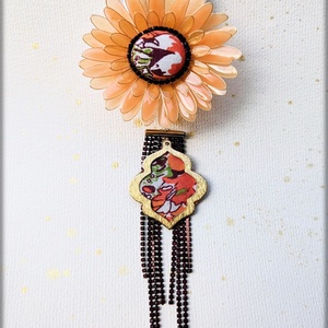 Cercei Gerbera 2 în 1 handmade, cercei statement cu sistem cuff și strasuri detașabile - bijuterii - cercei - cercei din rășină - Artynos.ro