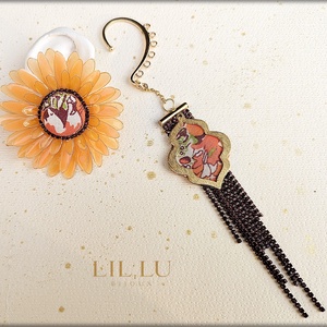 Cercei Gerbera 2 în 1 handmade, cercei statement cu sistem cuff și strasuri detașabile - bijuterii - cercei - cercei din rășină - Artynos.ro