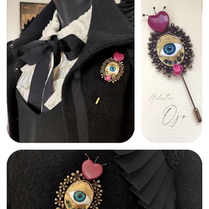 Brosa Ojo, bijuterie handmade unicat  - bijuterii - broșe - Artynos.ro