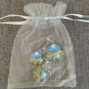 Lentile de sticlă inspirate de Van Gogh, set colier și cercei din oțel medical -  - Artynos.ro