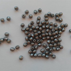 Margele cehe fatetate din sticla - 3mm - 100 buc / pachet - gri, , , ARTYNOS