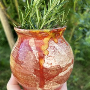 Vază Raku roșu aprins -  - Artynos.ro
