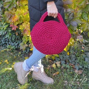 Geanta rotunda crosetata - burgundy - Artynos.ro