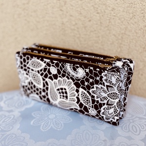 Geanta de toaleta cu model, format din 3 piese, portofel, Genti si portofele, Genti cosmetice, Cusatura, ARTYNOS