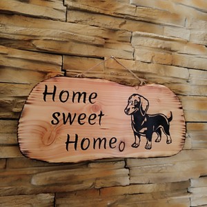 Placă mare din lemn pentru teckel cu inscripția home sweet home -  - Artynos.ro