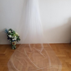 FTY51/52 - 1 rétegű szegetlen menyasszonyi fátyol 300x150cm - hófehér és ekrü, Accesorii nuntă, Accesorii de nuntă, Voal mirese, Cusătură, ARTYNOS