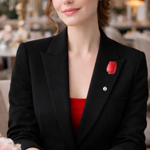 Broșă Handmade Lalea cu Perlă � Pin de Rever Feminin LOVELY 4 U - bijuterii - broșe - Artynos.ro