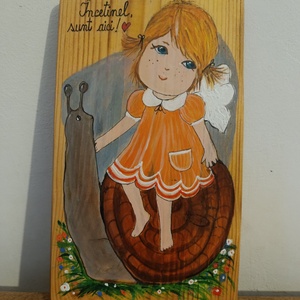 Ingeras pazitor. Pictura pe lemn. - Artynos.ro