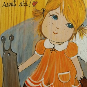 Ingeras păzitor. Pictura pe lemn. - arte vizuale și accesorii  - picturi - email - Artynos.ro