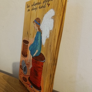 Ingeras. Pictura pe lemn. - arte vizuale și accesorii  - picturi - pictură acrilică - Artynos.ro